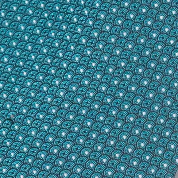 NWB Teal Micro Foulard Tie with matching silk pocket square. - Picture 6 of 7